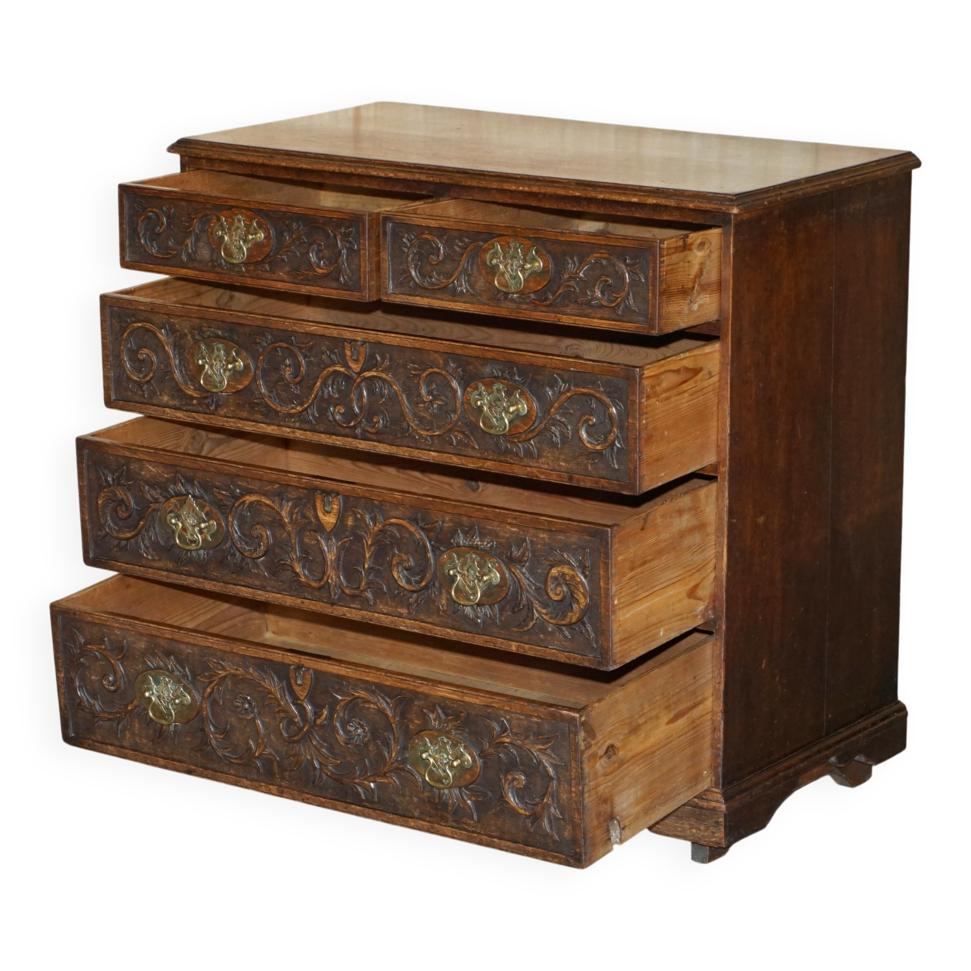 Victorian oak commode finely carved.