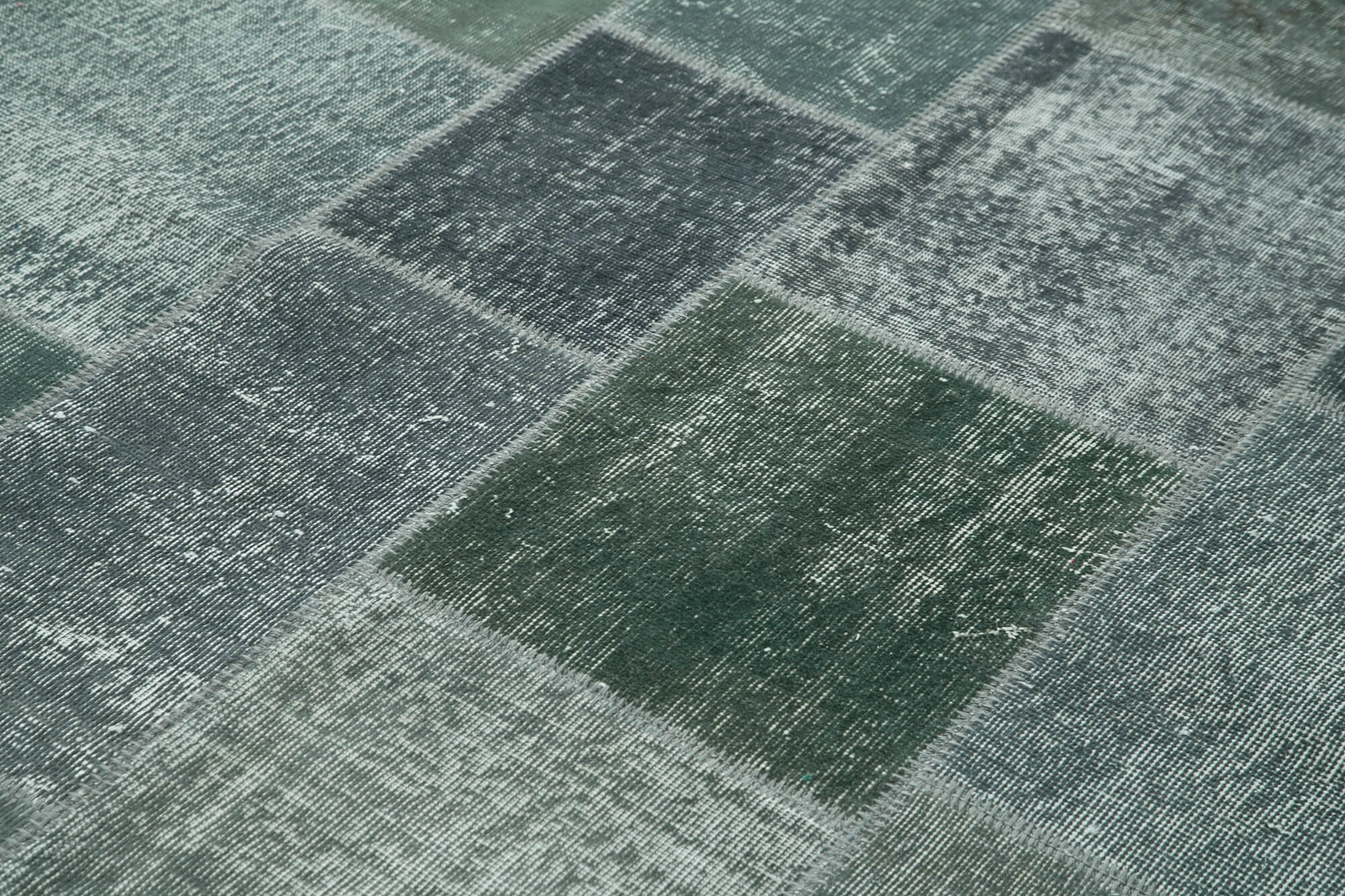 Hand-knotted oriental overdyed 171 cm x 243 cm grey patchwork carpet