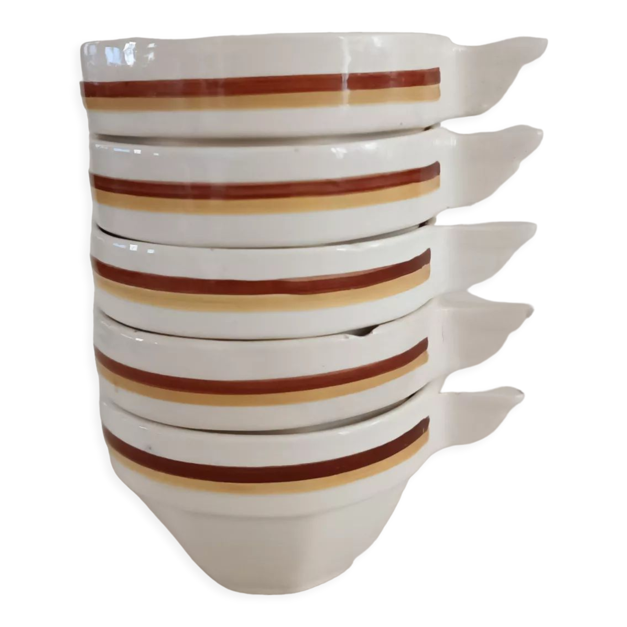 Set of five Digoin Sarreguemines cups