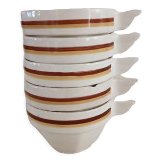 Set of five Digoin Sarreguemines cups