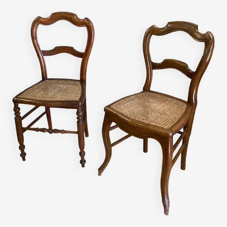 Paire de chaise anciennes en bois cannage Louis Philippe XIXème / chaise  cannées | Selency