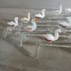 14 antique glass knife rests / ducks