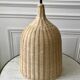 Vintage brushed rattan pendant lamp 80s