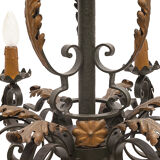 Large chandelier set and 2 appliques, Poillerat, 1950