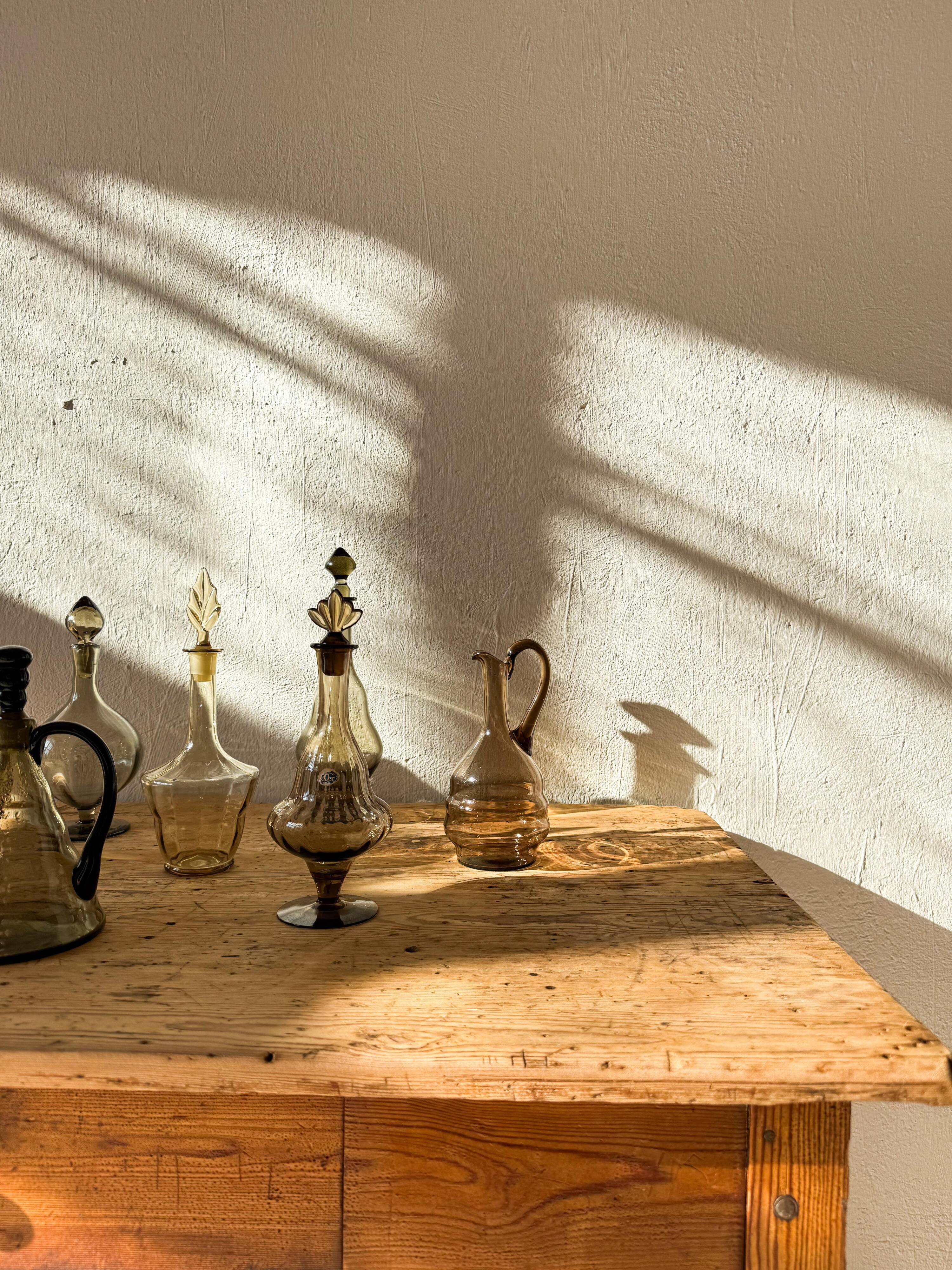 Art Deco Collection of 10 Sculptural Carafes Sweden 1920s