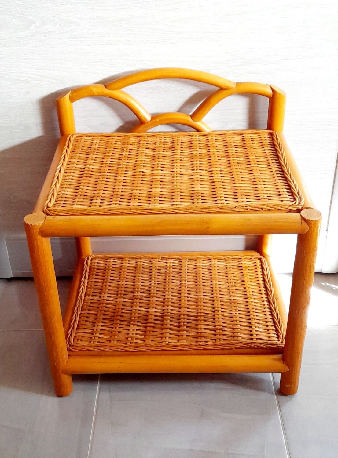 60s rattan bedside table