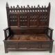 Gothic style carved oak chest bench, 19th century