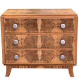Art Deco chest of drawers in raw walnut burl