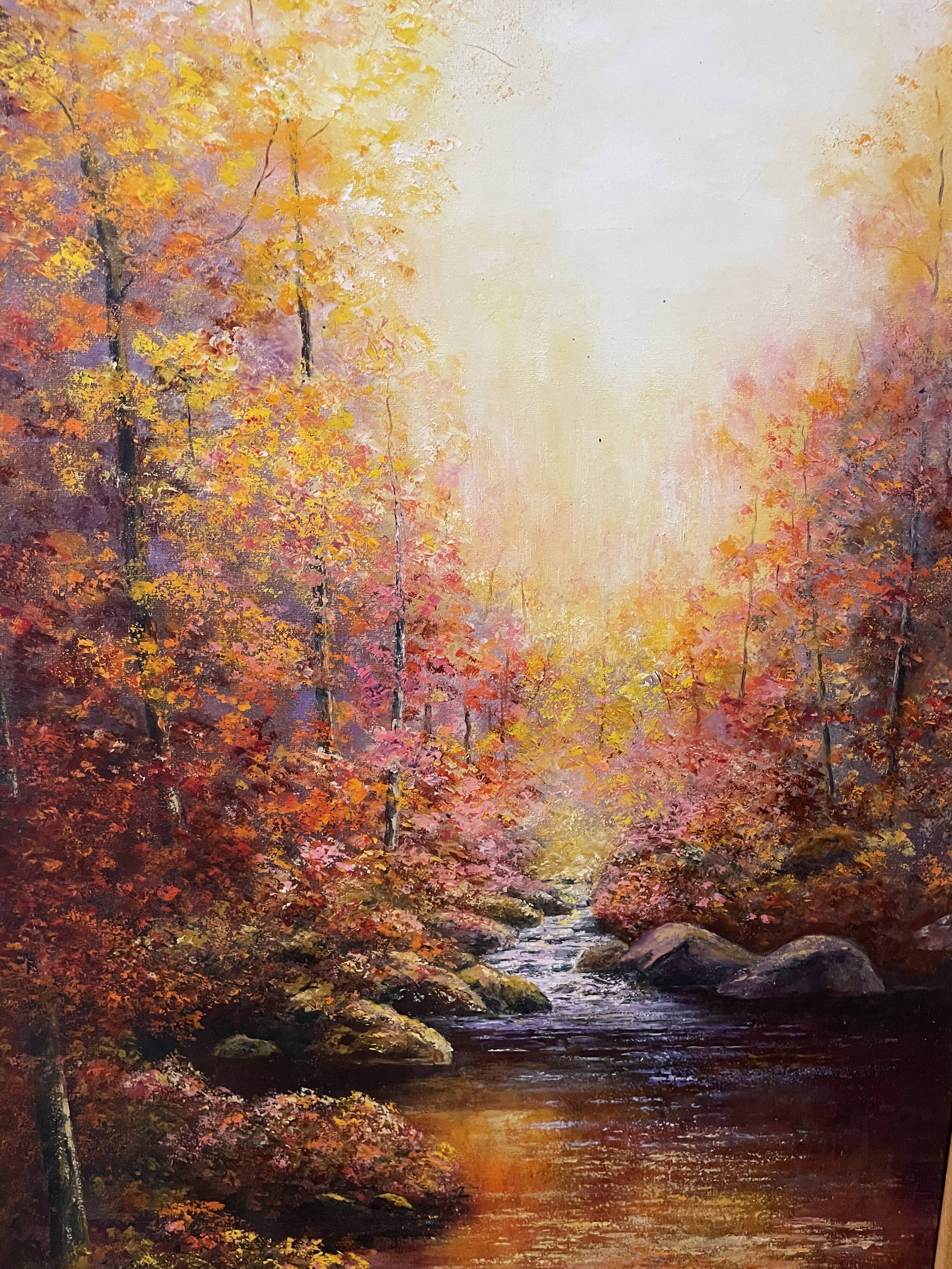 Peinture paysage huile sur toile signée