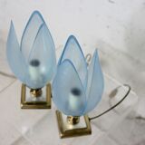 Pair of Blue Lamps edited by Rougier, France, circa 1970