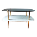 Vintage 1960 glass and marble coffee table