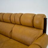1960s Three-Seat Leather Sofa, Czechoslovakia