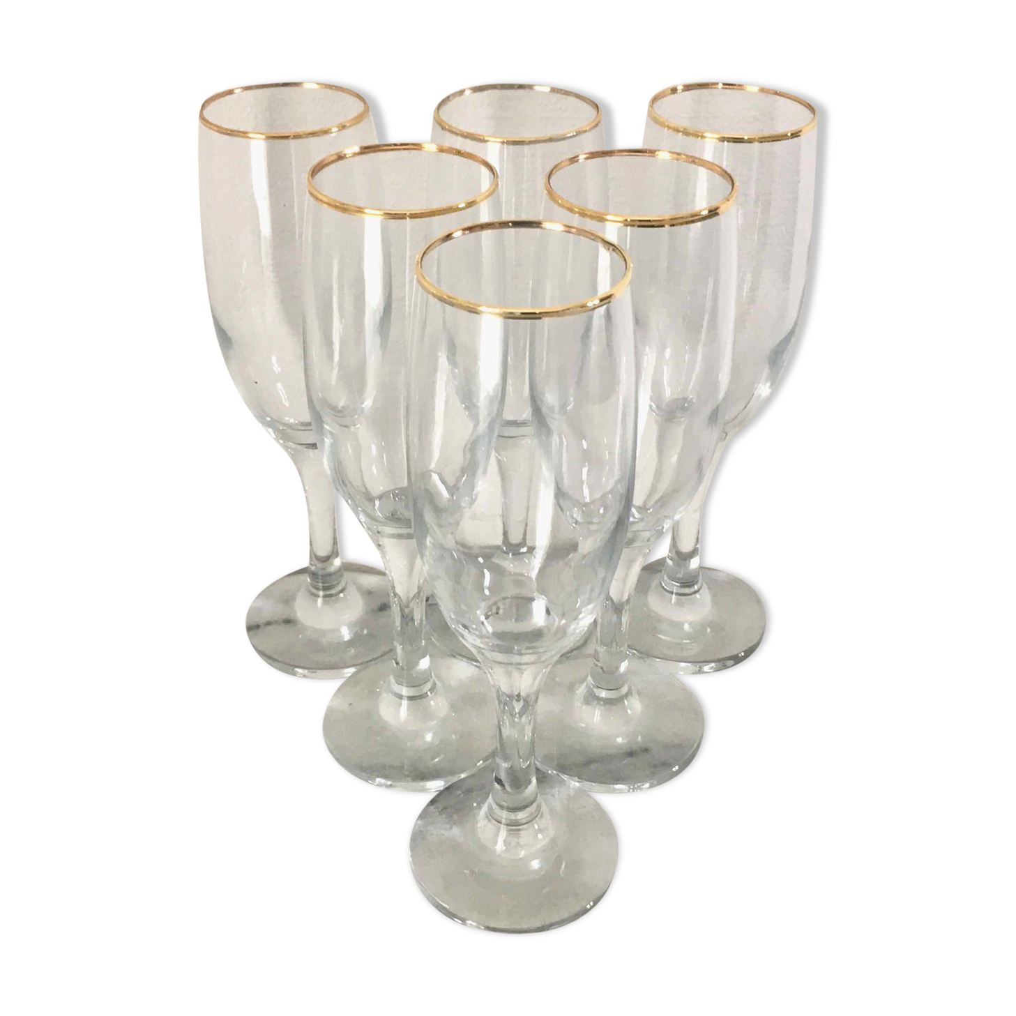 Set of 6 champagne or white wine flutes