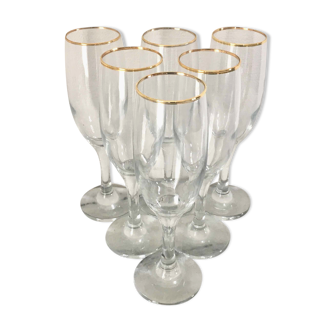 Set of 6 champagne or white wine flutes