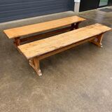 Pair of oak farm benches