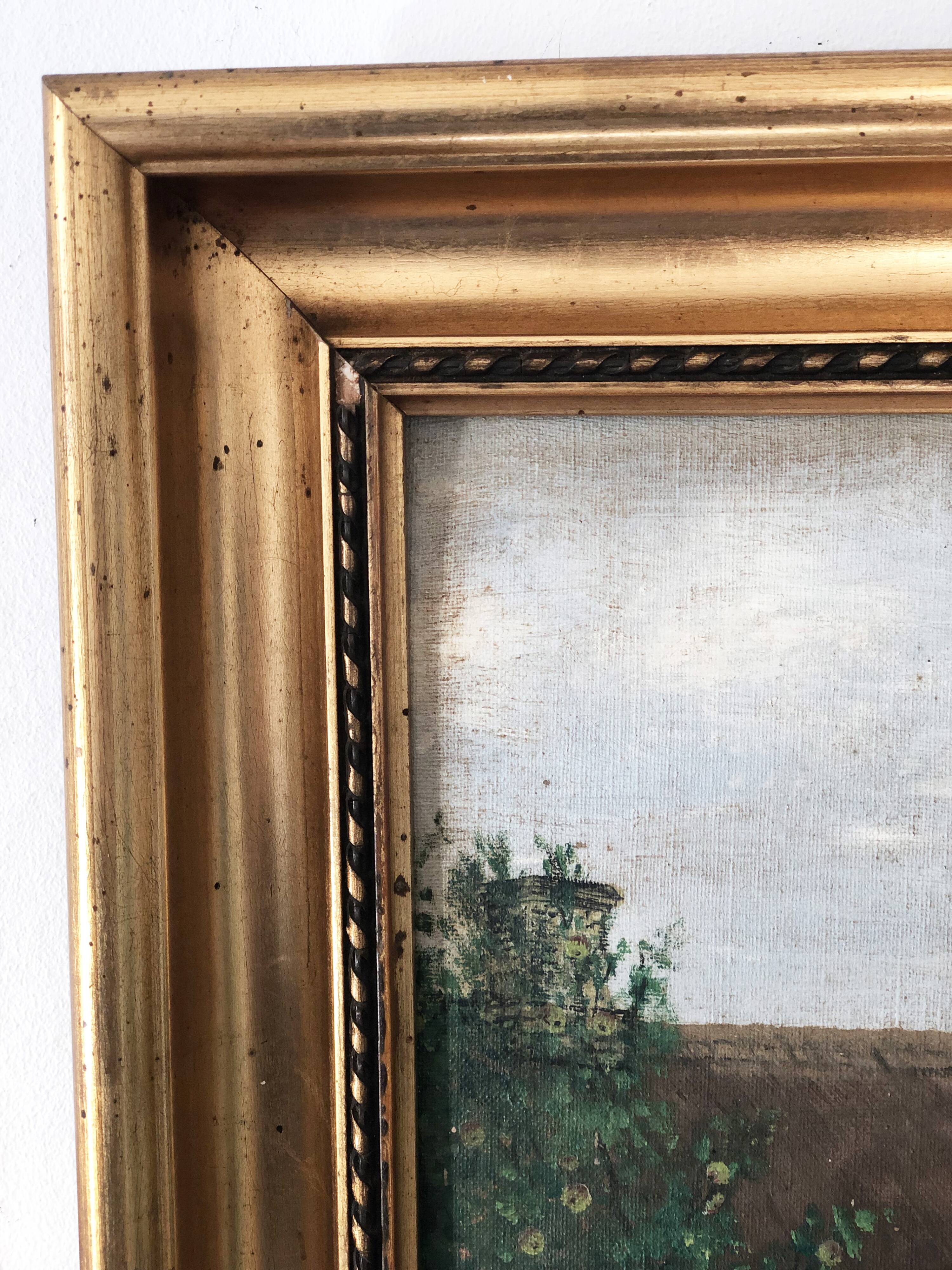 Original Vintage Oil Painting of a Cottage with Garden ( circa 1940)