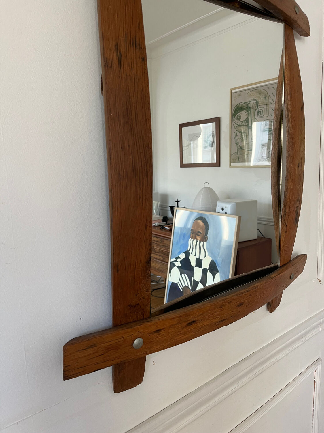 Brutalist wooden mirror 73cm x 86cm