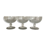 3 vintage coupe glasses in semi-crystal, for champagne or dessert.