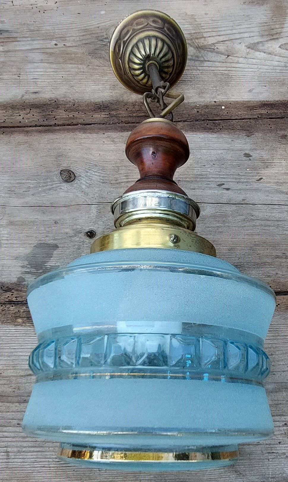 Blue globe hanging lamp