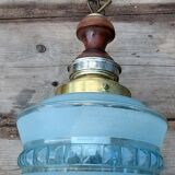 Blue globe hanging lamp