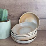 5 vintage light stoneware bowls, Marais stoneware