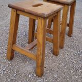 Pair of wooden stools from Gare 1950s