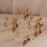 Glass knife rest with bird and golden leaf (set of 6)