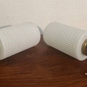 Paire applique murale laiton bois verre opalin année 60