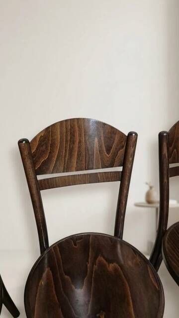Set of 4 ton wooden dining chairs, 20th century, czechoslovak, 90 × 46 cm