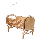 Mid- Century Modern Bamboo Baby Cradle, Bonacina Style, Italy 1960s