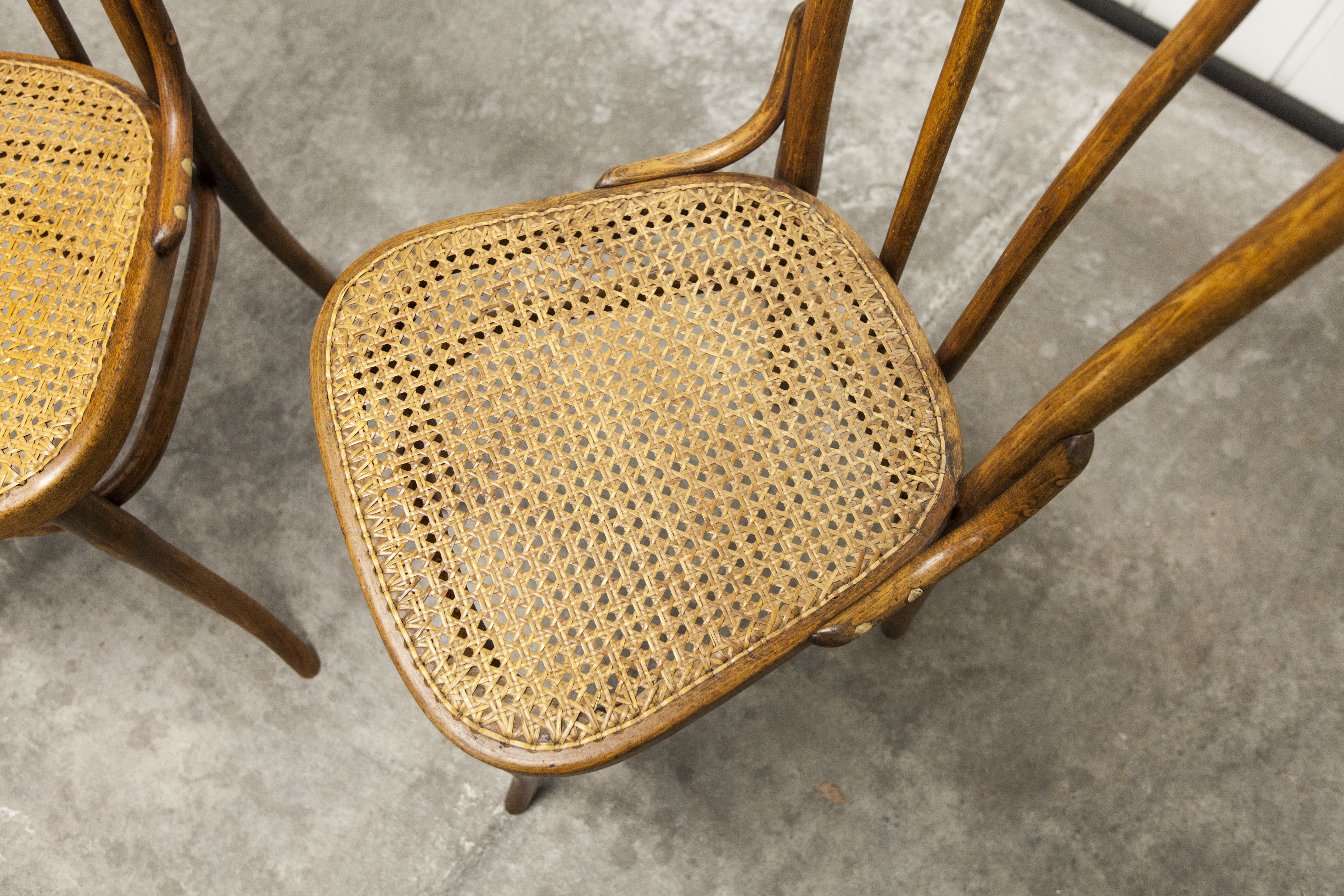 Pair of chairs bistrot Thonet Austria 1900 canning stamped