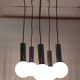 Cascade suspension with 5 chrome metal lights and opaline globes - 1970s