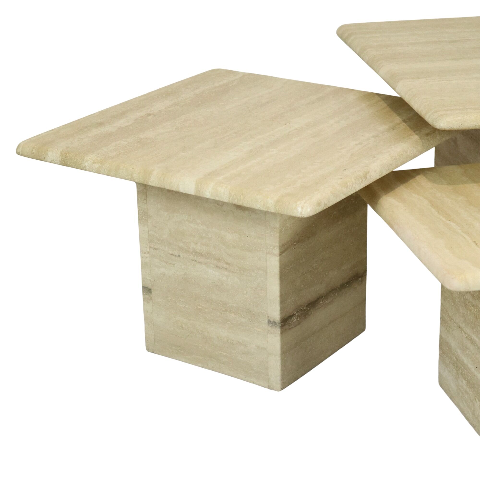 Set of 3 Vintage Travertine Nest Tables Coffee Tables Italy 1970s Design Side Table