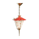 Suspension lamp in brass and red Rockabilly metal.