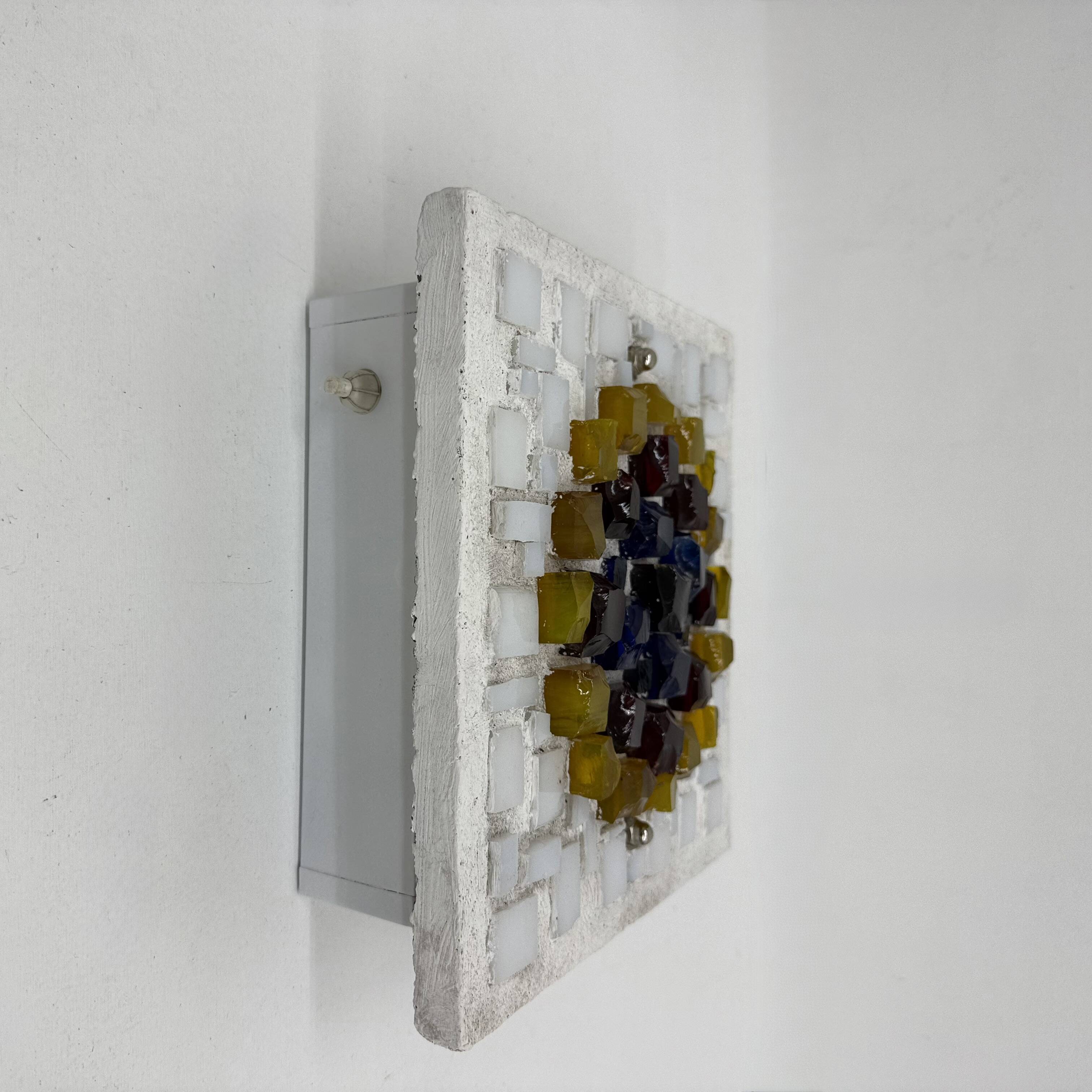 Brutalist wall lamp Glass with resin , 1970s , Germany