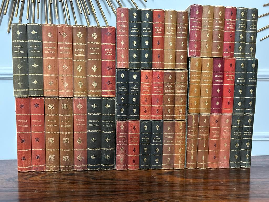 Front of fake leather books for bookcase