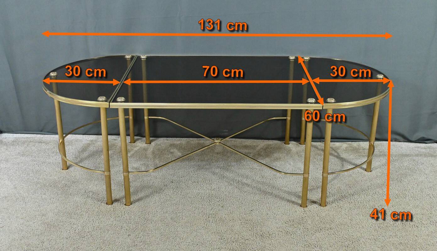 Tripartite Glass Coffee Table, Maison Baguès style – 1950
