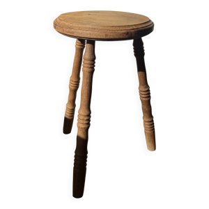 Tabouret vintage en bois - brut
