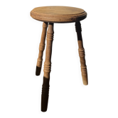 Tabouret vintage en bois brut