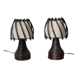 Pair of rattan lamps