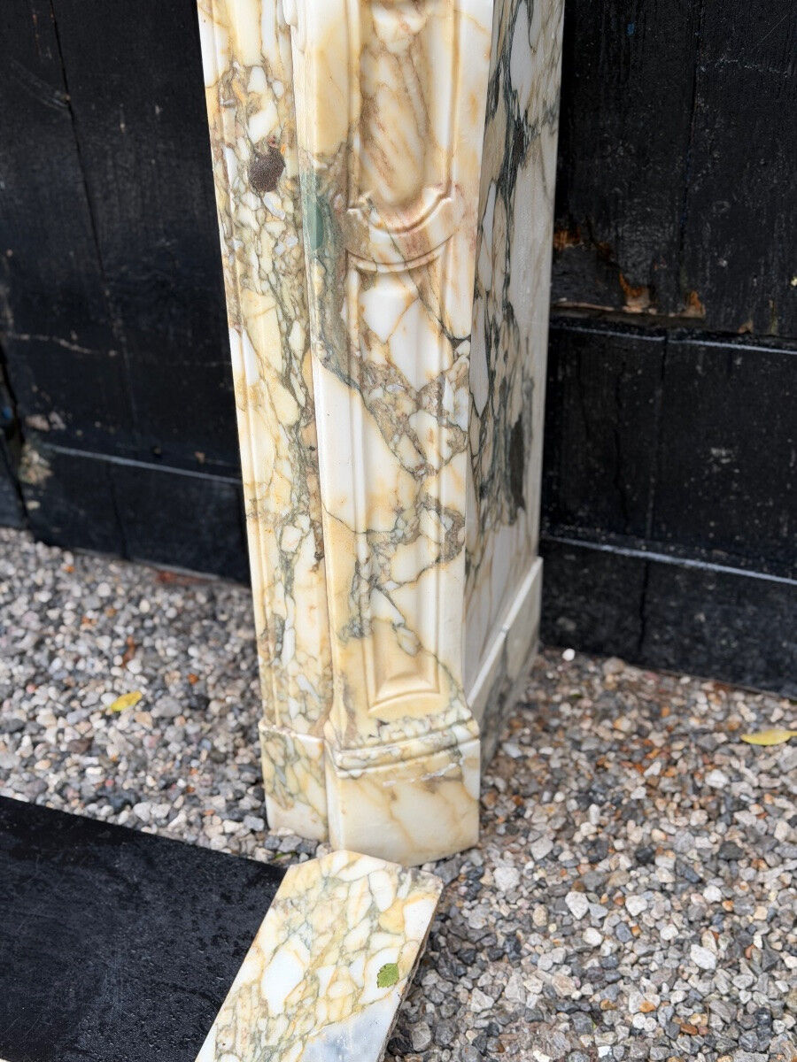 Louis XV style fireplace in purple breccia marble, circa 1880