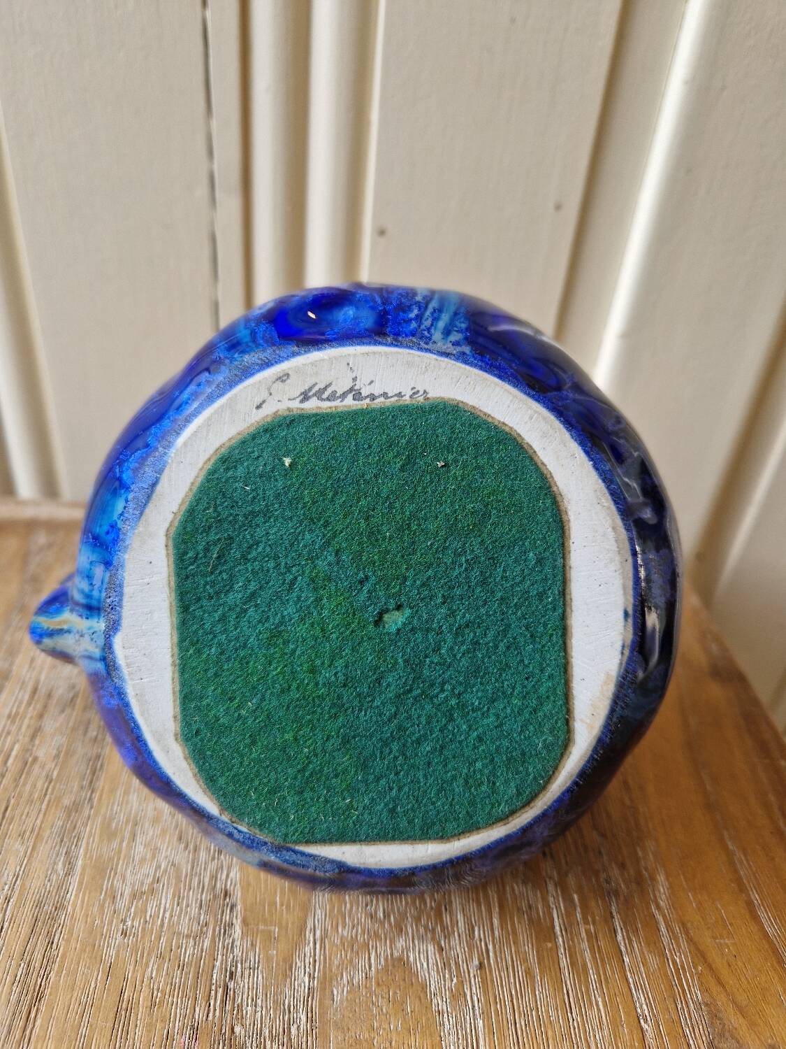 jug or carafe signed Gilbert Méténier enamelled stoneware