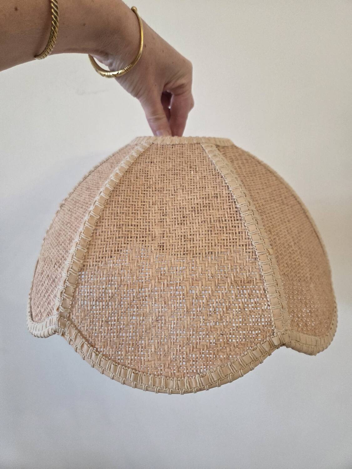 Pair of vintage rattan lampshades