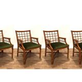 Set of 4 varnished wicker chairs by Roche Bobois from the 1970s.