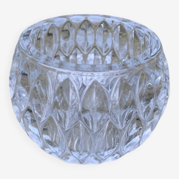 Chic and transparent decorative glass candle. Old vintage for candle or candle holder