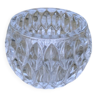 Chic and transparent decorative glass candle. Old vintage for candle or candle holder
