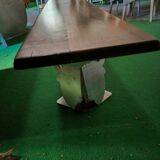 Walnut and stainless steel bench, 1980