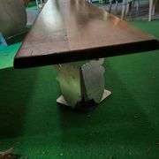 Walnut and stainless steel bench, 1980