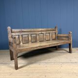 Large antique wooden Spanish bench from the 19th century