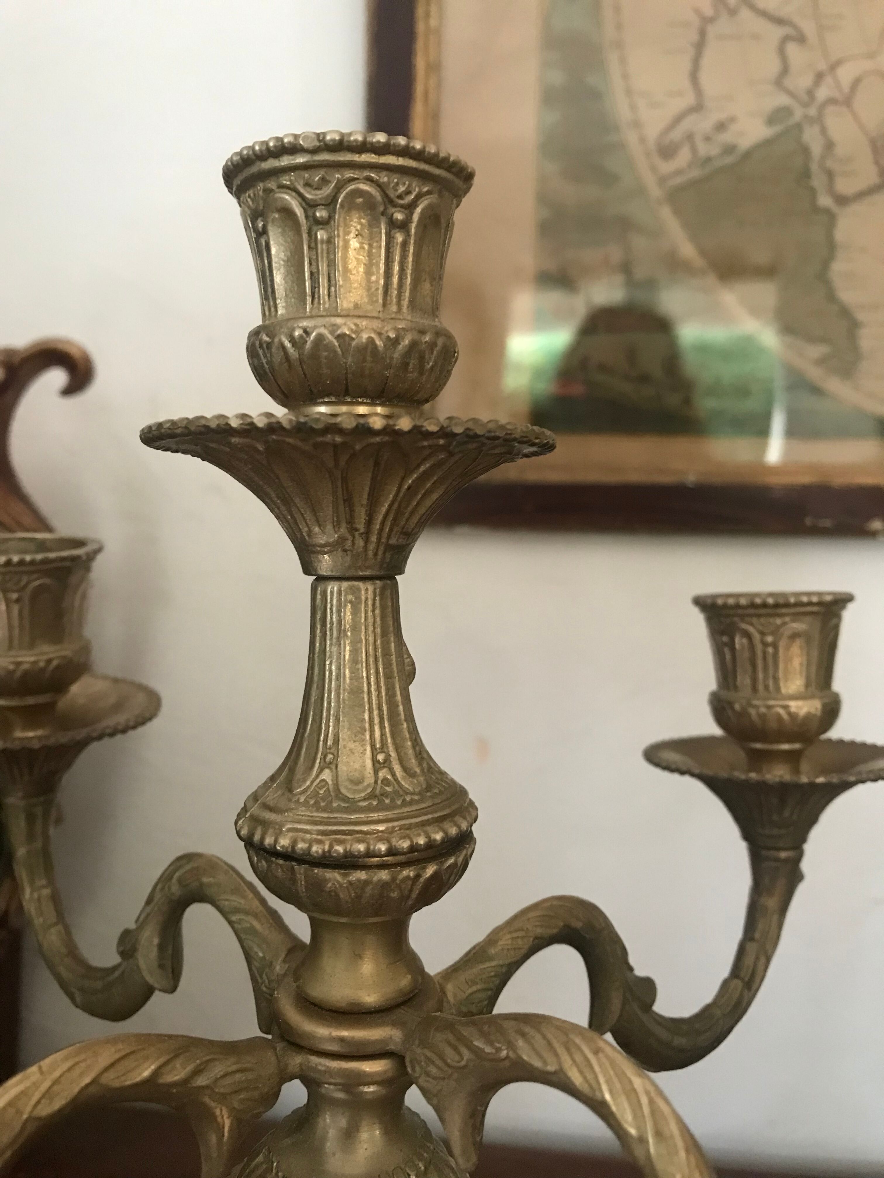 Pair of gilded bronze chandeliers